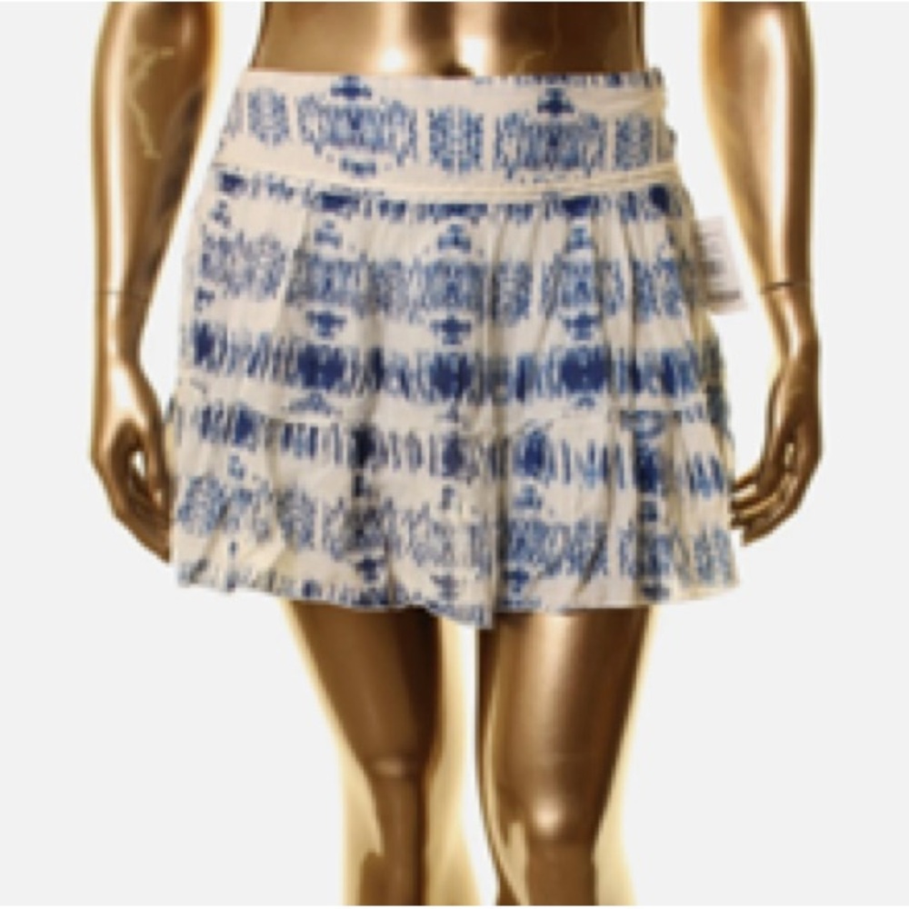 RAGA Blue and White Printed Mini Skirt